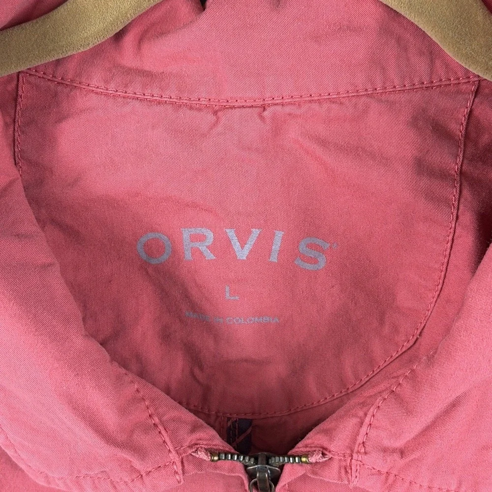 Orvis Jacket Men's LG Peach Pink Bomber Windbreaker Fishing Outdoors Full Zip